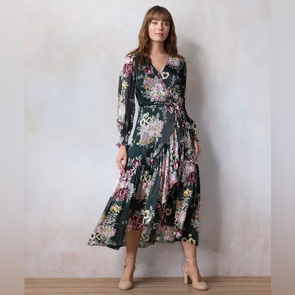 NWT Chic LC Lauren Conrad Floral Long Wrap Maxi Dress - Picture 1 of 16